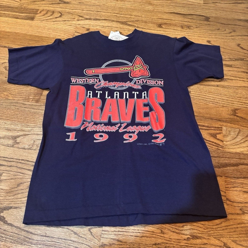 Vintage 1992 Atlanta Braves T Shirt NWT Medium Single‎ Stitch USA Made MLB